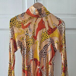 Vintage Giraffe Print Mini Dress w/ Flare Skirt - Perfect Festival Dress - Sz M